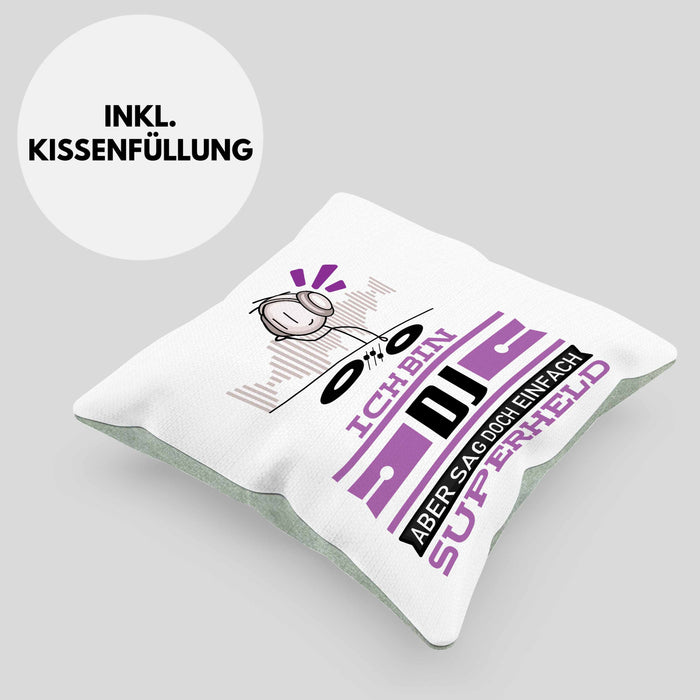 DJ Geschenk Kissen mit Füllung 40x40 Ich Bin DJ Aber Sag Doch Einfach Superheld Lustige Geschenkdiee für DJ (Grau) Grün Trendation