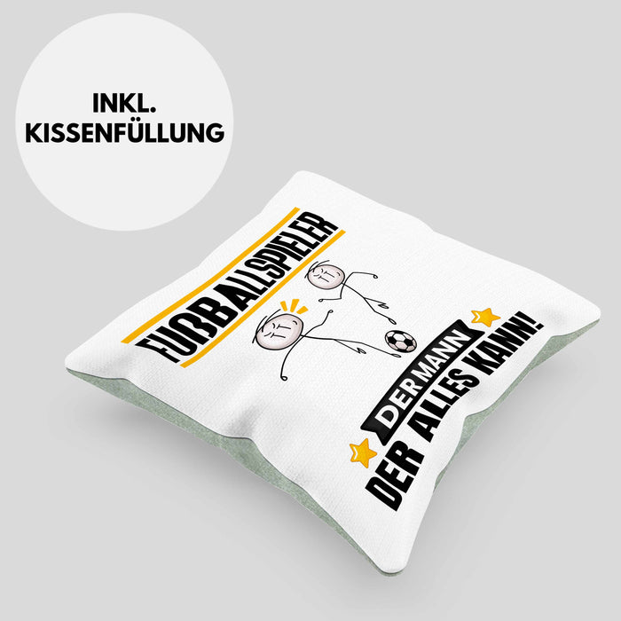 Fußballspieler Kissen mit Füllung 40x40 Geschenk für Fußballspieler Der Mann Der Alles Kann Geschenkidee zum Geburtstag (Grau) Grün Trendation