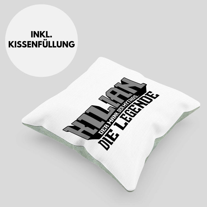 Kilian Kissen mit Füllung 40x40 Namen Spruch Namenstag (Grau) Grün Trendation