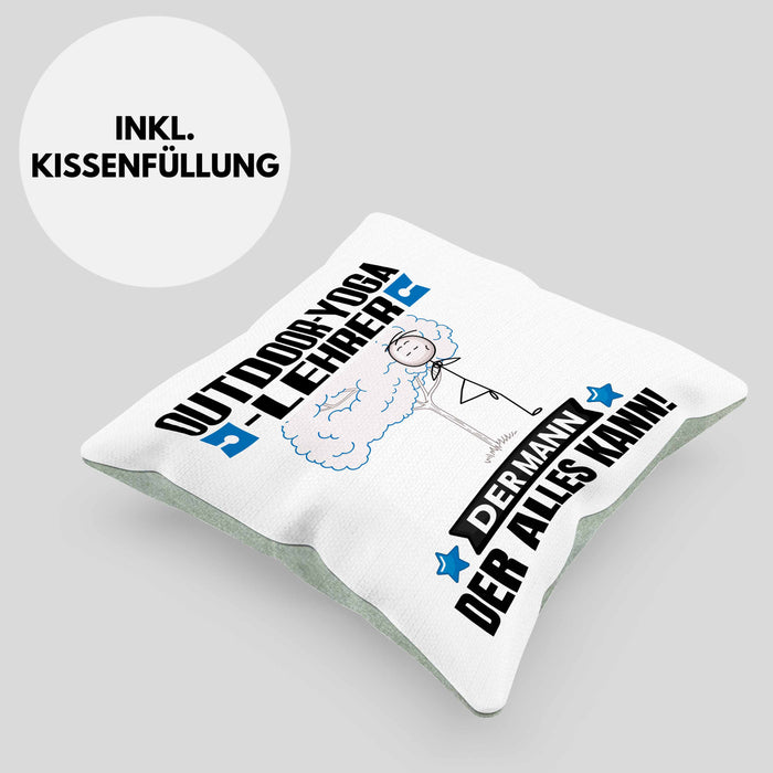 Outdoor-Yoga-Lehrer Kissen mit Füllung 40x40 Geschenk für Outdoor-Yoga-Lehrer Der Mann Der Alles Kann Geschenkidee zum Geburtstag (Grau) Grün Trendation