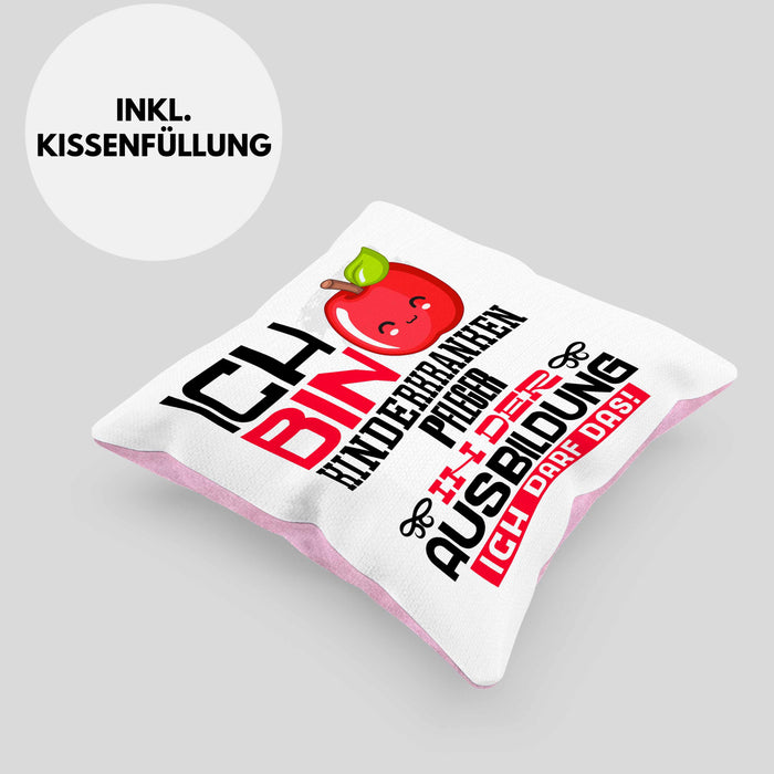 Kinderkrankenpfleger Ausbildung Kissen mit Füllung 40x40 Geschenk Ich Bin Kinderkrankenpfleger In Der Ausbildung Ich Darf Das Geschenkidee Spruch (Grau) Rosa Trendation