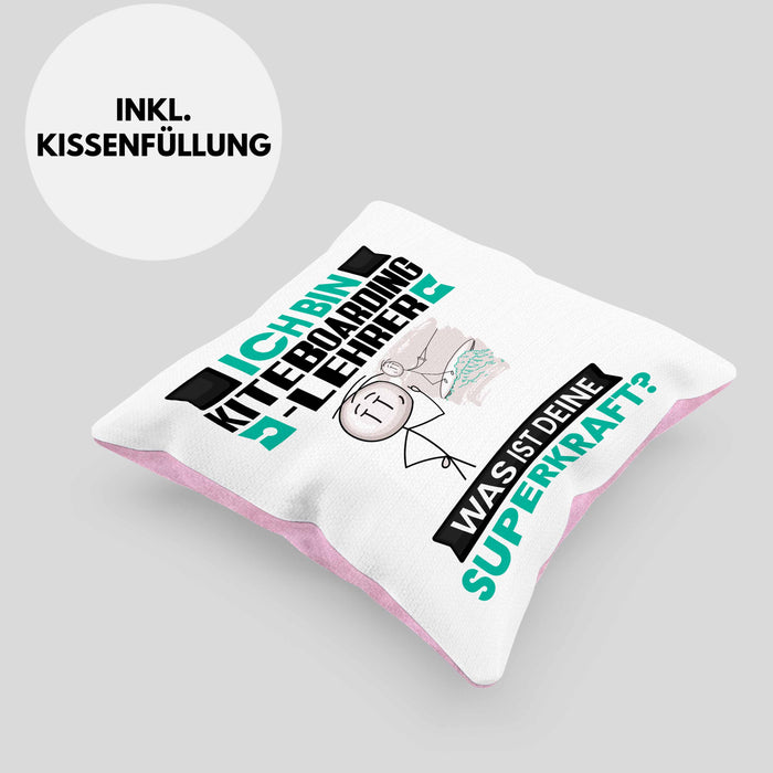Kiteboarding-Lehrer Kissen mit Füllung 40x40 Geschenk für Kiteboarding-Lehrer Geburtstag Lustiger Spruch Was Ist Deine Superkraft (Grau) Rosa Trendation
