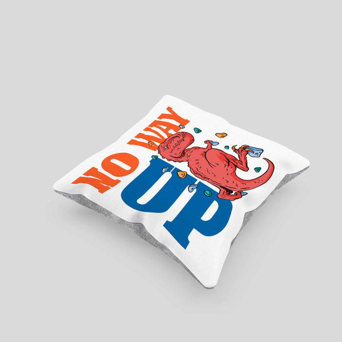 Bouldern Kissen mit Füllung 40x40 für Kletterfans mit Dino-T-Rex Grafik "No Way Up" (Grau) Grau Trendation
