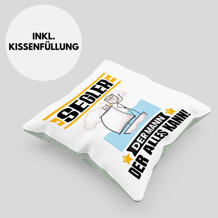 Segler Kissen mit Füllung 40x40 Geschenk für Segler Der Mann Der Alles Kann Geschenkidee zum Geburtstag (Grau) Grün Trendation