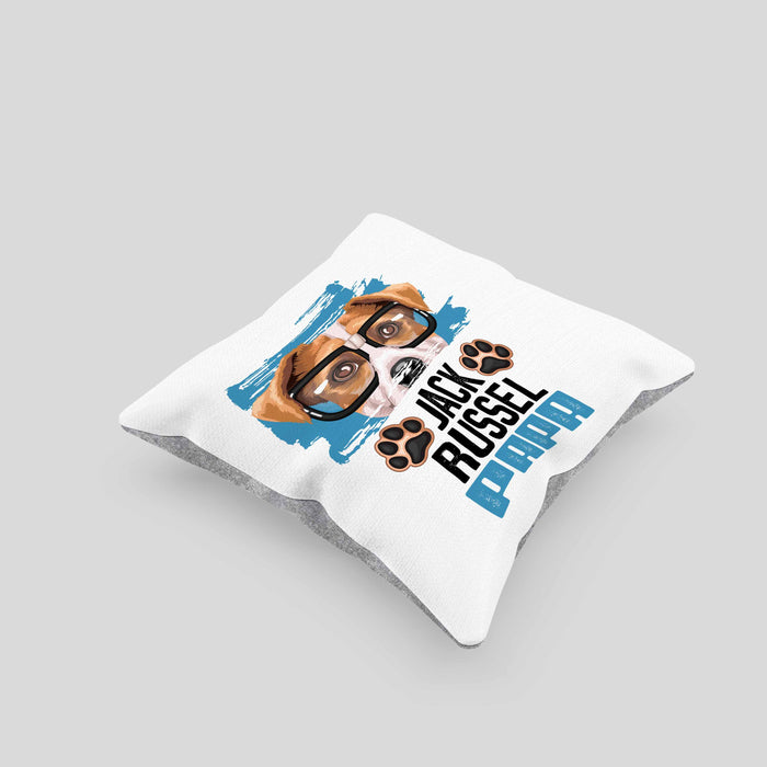 Jack Russell Papa Besitzer Kissen mit Füllung 40x40 Geschenk Lustiger Spruch Geschenkidee Jack Russell Liebhaber (Grau) Grau Trendation
