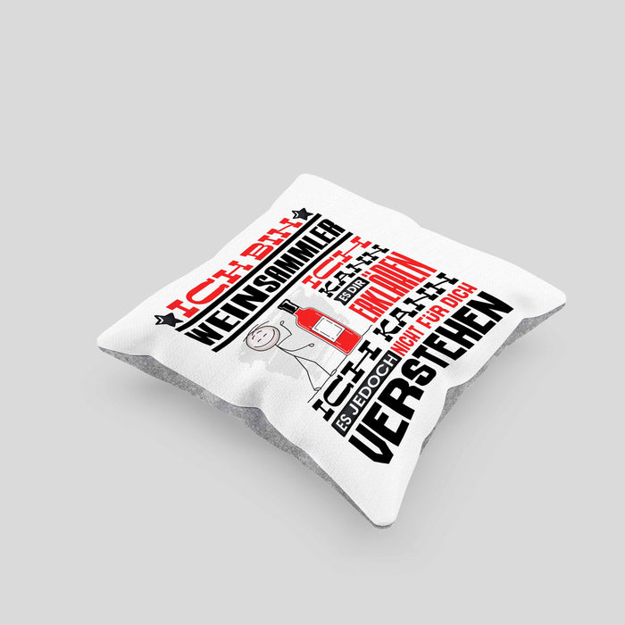 Weinsammler Geschenk Kaffee-Kissen mit Füllung 40x40 Geschenkidee für Weinsammler Ich Bin Weinsammler Ich Kann Es Dir Erklären Jedoch Nicht Für Dich Verstehen Spruch Lustig (Grau) Grau Trendation
