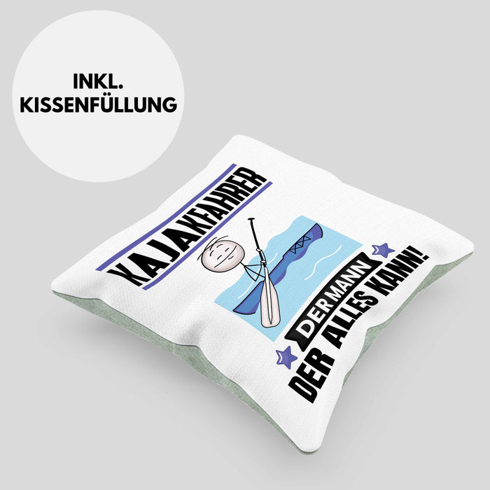 Kajakfahrer Kissen mit Füllung 40x40 Geschenk für Kajakfahrer Der Mann Der Alles Kann Geschenkidee zum Geburtstag (Grau) Grün Trendation