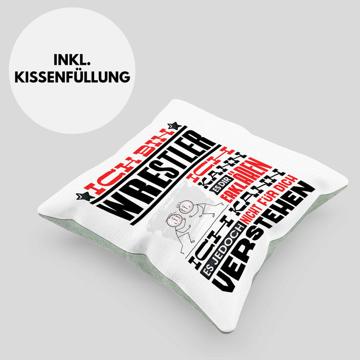 Wrestler Geschenk Kaffee-Kissen mit Füllung 40x40 Geschenkidee für Wrestler Ich Bin Wrestler Ich Kann Es Dir Erklären Jedoch Nicht Für Dich Verstehen Spruch Lustig (Grau) Grün Trendation