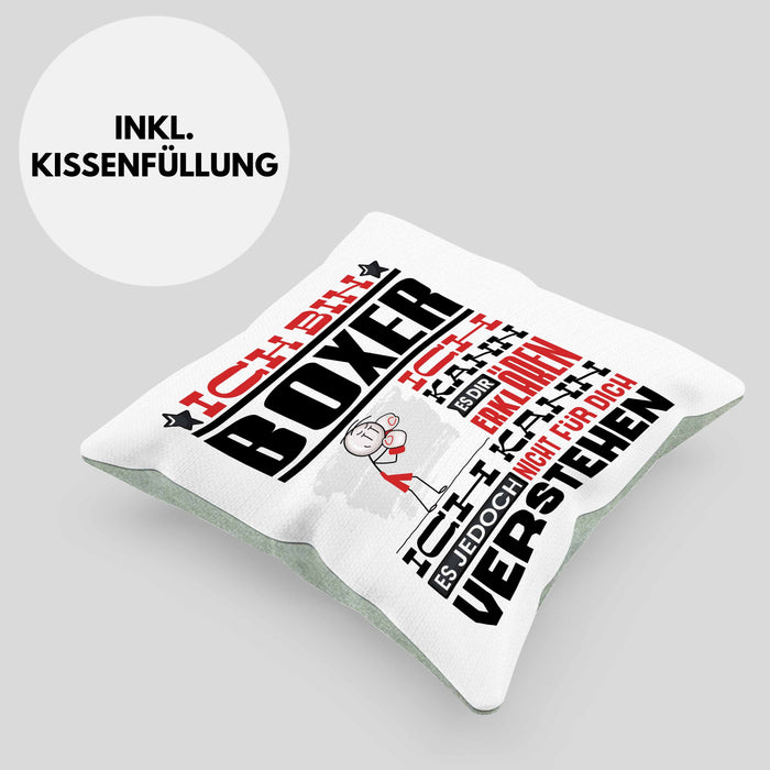 Boxer Geschenk Kaffee-Kissen mit Füllung 40x40 Geschenkidee für Boxer Ich Bin Boxer Ich Kann Es Dir Erklären Jedoch Nicht Für Dich Verstehen Spruch Lustig (Grau) Grün Trendation