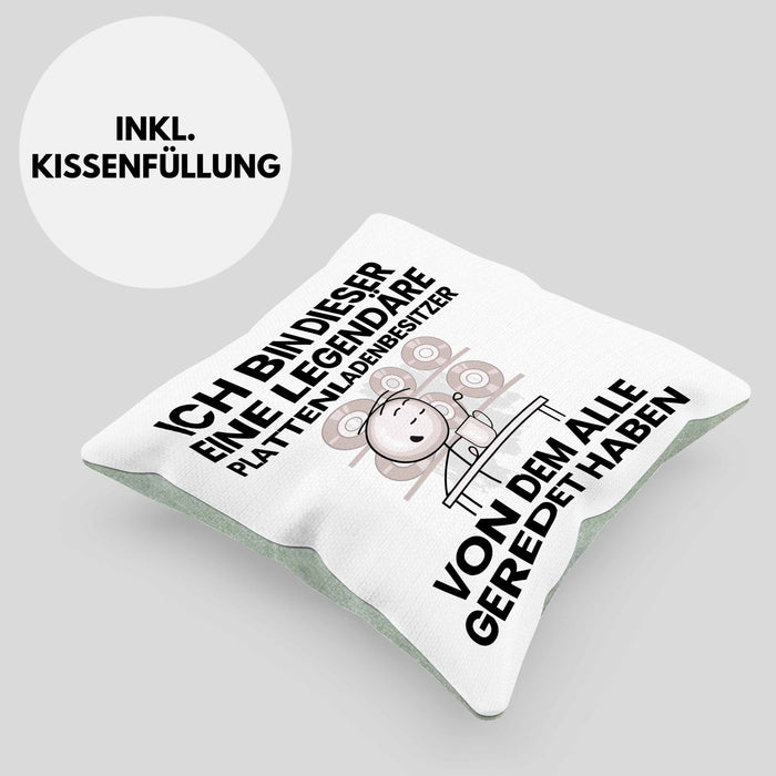 Plattenladenbesitzer Geschenk Kissen mit Füllung 40x40 Lustige Geschenkidee Geburtstag für Plattenladenbesitzer Ich Bin Dieser Legendäre Plattenladenbesitzer Von Dem Alle Geredet Haben (Grau) Grün Trendation