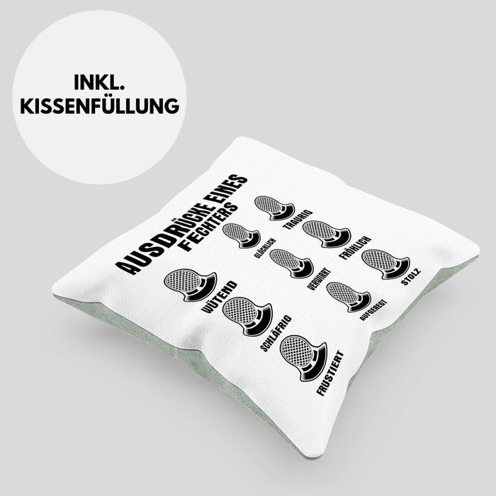 Fechter Geschenk Kissen mit Füllung 40x40 Geschenkidee Fechten Ausdrücke Eines Fechters Lustiger Spruch (Grau) Grün Trendation