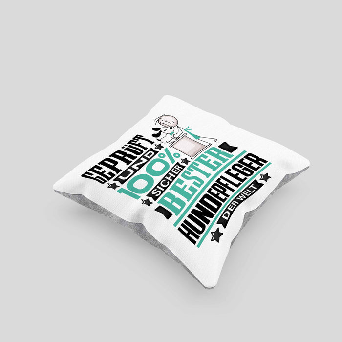 Hundepfleger Geschenk Lustiger Spruch für Hundepfleger Geschenkidee Bester Hundepfleger Der WeltKissen mit Füllung 40x40 (Grau) Grau Trendation
