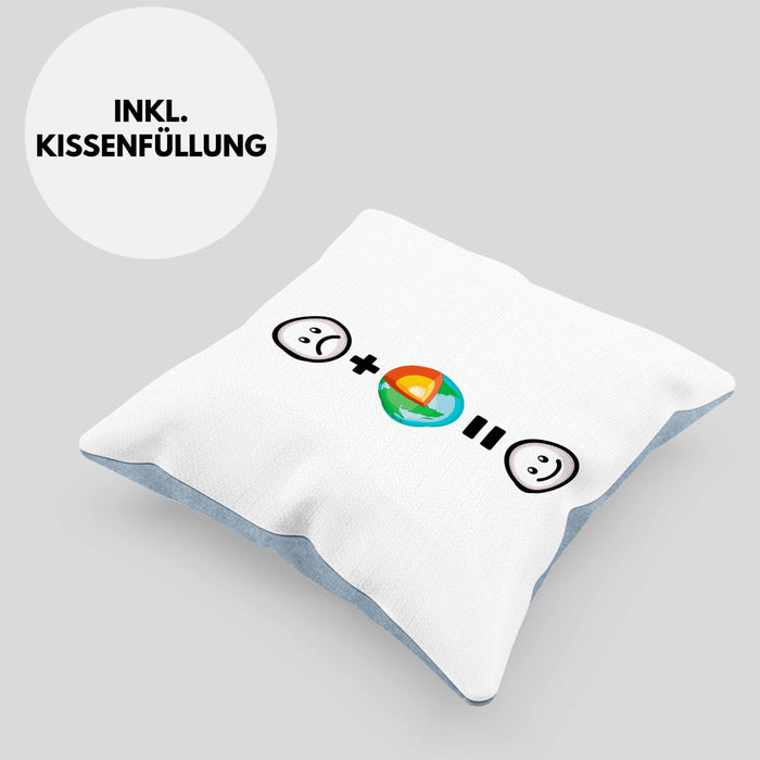 Geologe Kissen mit Füllung 40x40 Geschenk für Geologen Lustige Geschenkidee :( + Geologie = :) Geburtstag (Grau) Blau Trendation