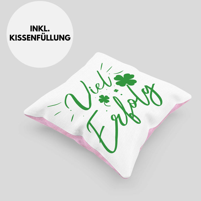 Viel Erfolg Kissen mit Füllung 40x40 Geschenk Geschenkidee Du Schaffst Das (Grau) Rosa Trendation
