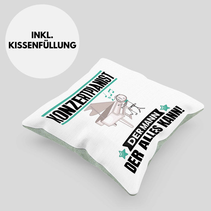 Konzertpianist Kissen mit Füllung 40x40 Geschenk für Konzertpianist Der Mann Der Alles Kann Geschenkidee zum Geburtstag (Grau) Grün Trendation