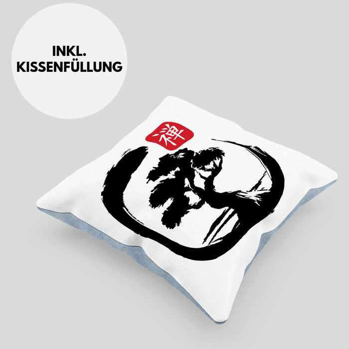 Lustige Bonsai Kissen mit Füllung 40x40 Geschenk für Bonsai-Liebhaber Silhoette (Grau) Blau Trendation