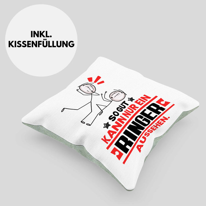 Ringer Geschenk Kissen mit Füllung 40x40 So Gut Kann Nur Ein Ringer Aussehen Geschenkidee (Grau) Grün Trendation