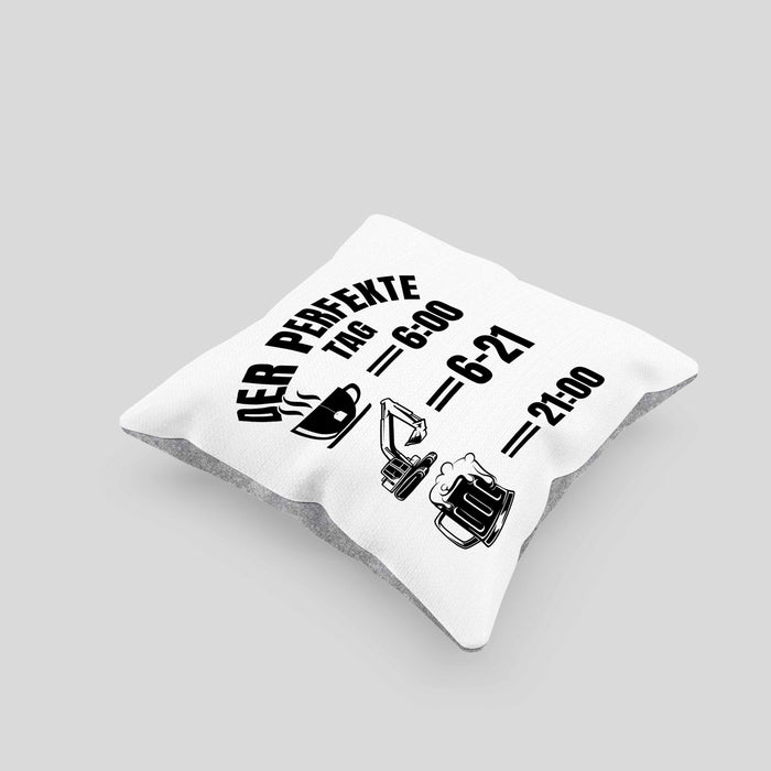 Baustelle Kissen mit Füllung 40x40 Geschenk Der Perfekte Tag Bauarbeiter Geschenkidee für Männer Baggerfahrer Bagger Baggerführer (Grau) Grau Trendation