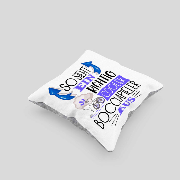 So Sieht Ein Richtig Cooler Bocciapieler Aus Geschenk Kissen mit Füllung 40x40 Lustiger Spruch Geschenkidee (Grau) Grau Trendation