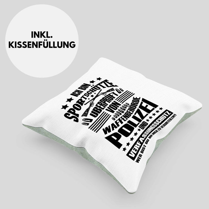 Lustige Schießen-Kissen mit Füllung 40x40 für Sportschützen Geschenk Ich Bin Sportschütze (Grau) Grün Trendation