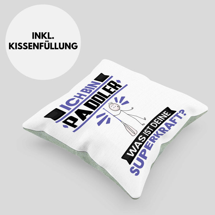 Paddler Kissen mit Füllung 40x40 Geschenk für Paddler Geburtstag Lustiger Spruch Was Ist Deine Superkraft (Grau) Grün Trendation