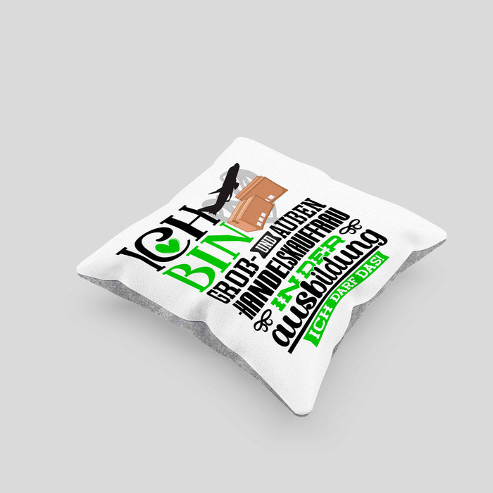 Groß- und Außenhandelskauffrau Ausbildung Start Geschenk Kissen mit Füllung 40x40 Ich Bin Groß- und Außenhandelskauffrau In Der Ausbildung Ich Darf Das Geschenkidee (Grau) Grau Trendation