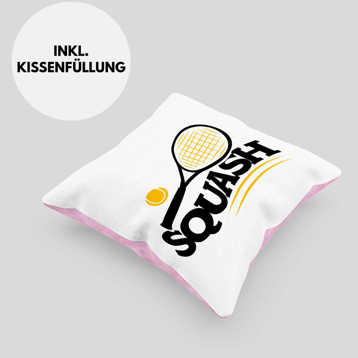 Lustige Squash-Kissen mit Füllung 40x40 Geschenk für Squash-Spieler (Grau) Rosa Trendation