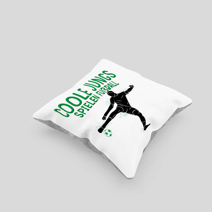 Fußballspieler Kissen mit Füllung 40x40 Geschenk Coole Jungs Spielen Fußball Geschenkidee Jungen (Grau) Grau Trendation