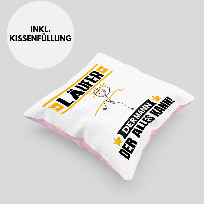 Läufer Kissen mit Füllung 40x40 Geschenk für Läufer Der Mann Der Alles Kann Geschenkidee zum Geburtstag (Grau) Rosa Trendation