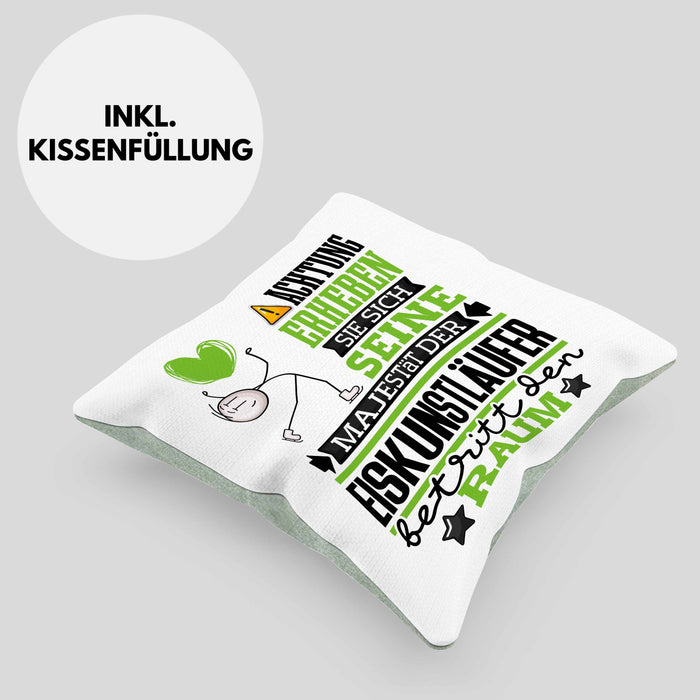 Eiskunstläufer Geschenk Kissen mit Füllung 40x40 Lustiger Spruch Erheben Sie Sich Der Eiskunstläufer Betritt den Raum (Grau) Grün Trendation