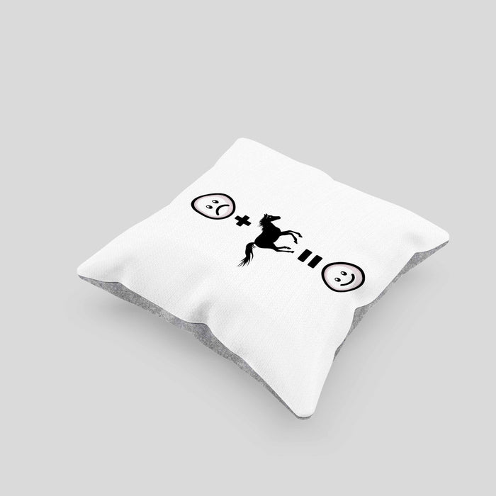 Pferde Kissen mit Füllung 40x40 Geschenk für Reiterin Pferdesport :( + Pferde = :) Lustige Geschenkidee Geburtstag (Grau) Grau Trendation