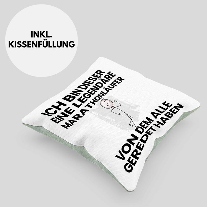 Marathonläufer Geschenk Kissen mit Füllung 40x40 Lustige Geschenkidee Geburtstag für Marathonläufer Ich Bin Dieser Legendäre Marathonläufer Von Dem Alle Geredet Haben (Grau) Grün Trendation