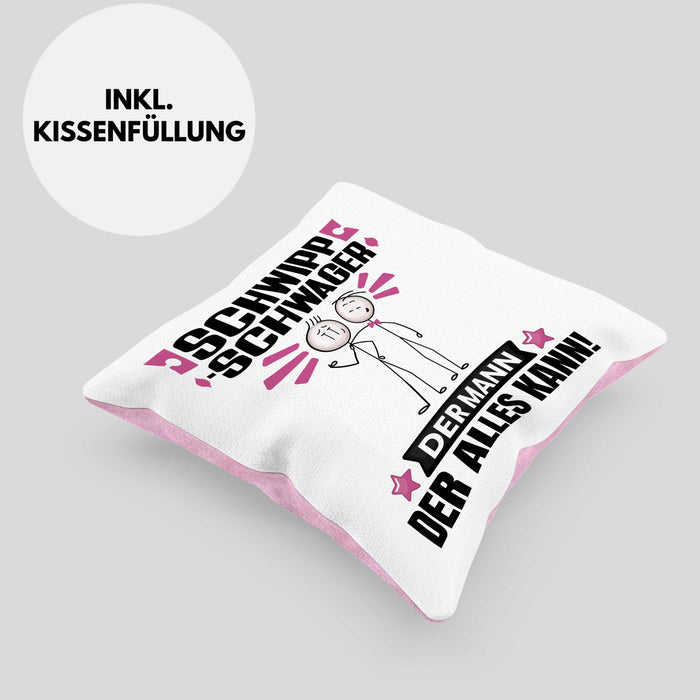 Schwippschwager Kissen mit Füllung 40x40 Geschenk für Schwippschwager Der Mann Der Alles Kann Geschenkidee zum Geburtstag (Grau) Rosa Trendation