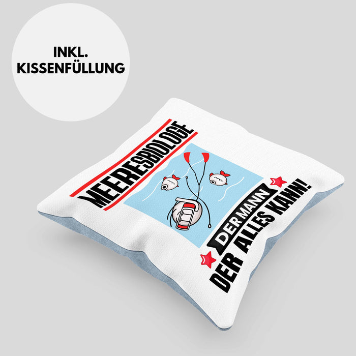 Meeresbiologe Kissen mit Füllung 40x40 Geschenk für Meeresbiologe Der Mann Der Alles Kann Geschenkidee zum Geburtstag (Grau) Blau Trendation