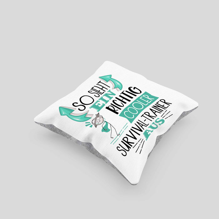 So Sieht Ein Richtig Cooler Survival-Trainer Aus Kissen mit Füllung 40x40 Geschenk für Survival-Trainer Geburtstag Geschenkdiee (Grau) Grau Trendation