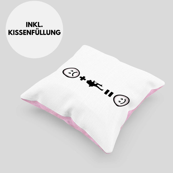 Wandern Kissen mit Füllung 40x40 Geschenk für Wandern Berge :( + Wandern = :) Lustige Geschenkidee Geburtstag (Grau) Rosa Trendation