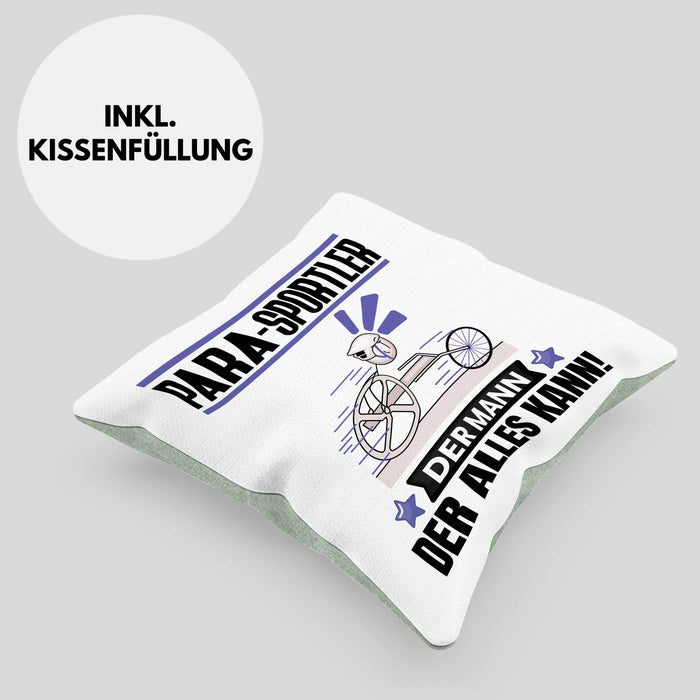 Para-Sportler Kissen mit Füllung 40x40 Geschenk für Para-Sportler Der Mann Der Alles Kann Geschenkidee zum Geburtstag (Grau) Grün Trendation