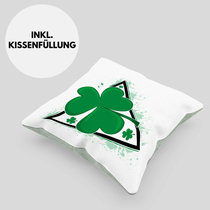 St Patricks Day Kissen mit Füllung 40x40 Kleeblatt Irisch Irland Geschenkidee (Grau) Grün Trendation