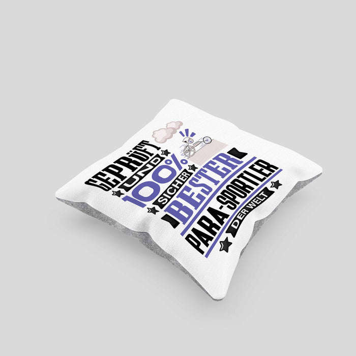 Para-Sportler Geschenk Lustiger Spruch für Para-Sportler Geschenkidee Bester Para-Sportler Der WeltKissen mit Füllung 40x40 (Grau) Grau Trendation
