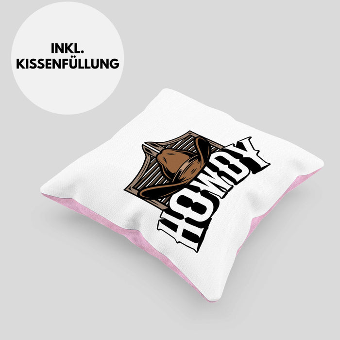 Lustige Kissen mit Füllung 40x40 für Line Dance Fans Howdy Cowboy Geschenkidee (Grau) Rosa Trendation