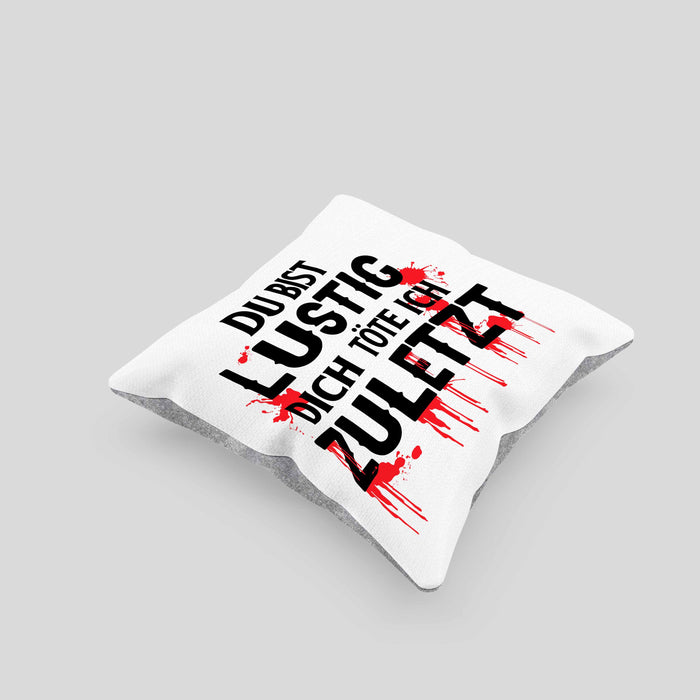 Du Bist Lustig Kissen mit Füllung 40x40 Lustiger Spruch Erwachsenen Humor Geschenk Kollegin Bester Kollege Geschenkidee (Grau) Grau Trendation