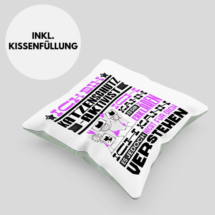 Katzenschutzaktivist Geschenk Kaffee-Kissen mit Füllung 40x40 Geschenkidee für Katzenschutzaktivist Ich Bin Katzenschutzaktivist Ich Kann Es Dir Erklären Jedoch Nicht Für Dich Verstehen Spruch Lustig (Grau) Grün Trendation