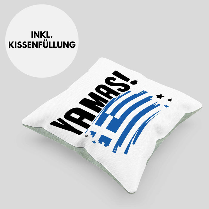 Griechenland Kissen mit Füllung 40x40 Yamas Ouzo Griechenland Trink Spruch Sprüche für Grieche (Grau) Grün Trendation