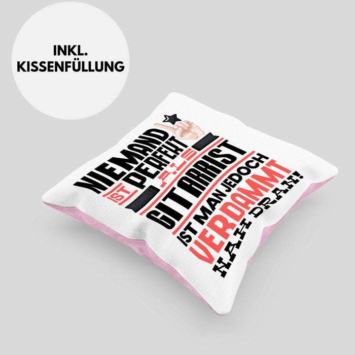 Gitarrist Geschenk Kissen mit Füllung 40x40 Lustige Geschenkidee für Gitarrist Geburtstag Niemand Ist Perfekt Aber Als Gitarrist Ist Man Nah Dran (Grau) Rosa Trendation