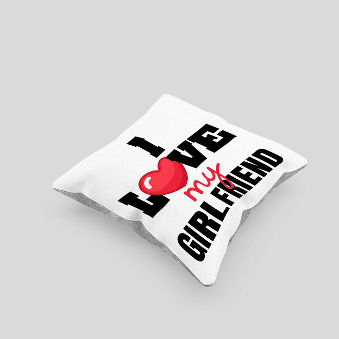 I Love My Girlfriend Kissen mit Füllung 40x40 Geschenk für Freund Beziehung Liebe Geschenkidee (Grau) Grau Trendation