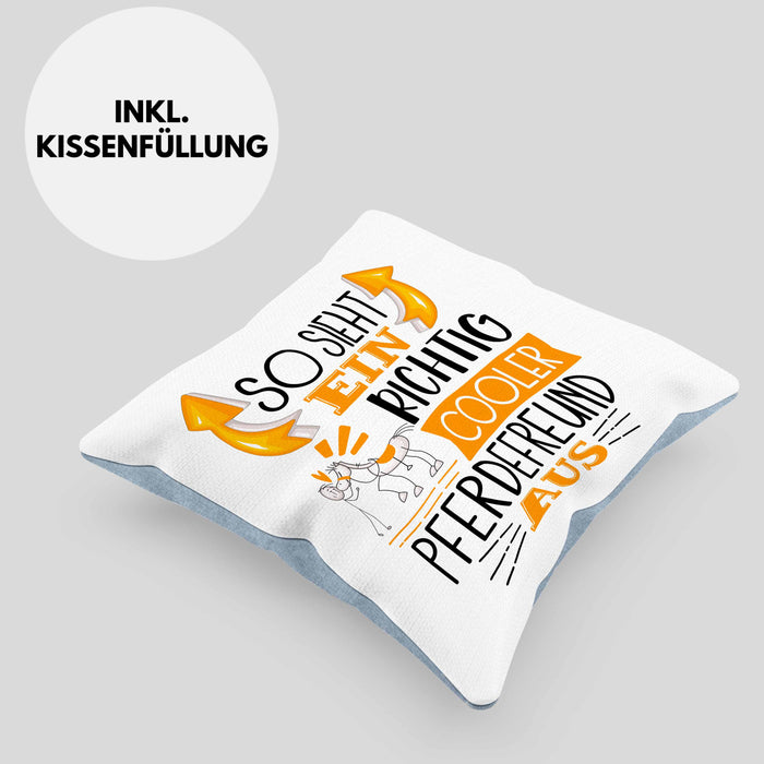 Pferdefreund Kissen mit Füllung 40x40 So Sieht Ein Richtig Cooler Pferdefreund Aus Geschenk Lustiger Spruch Geschenkidee (Grau) Blau Trendation
