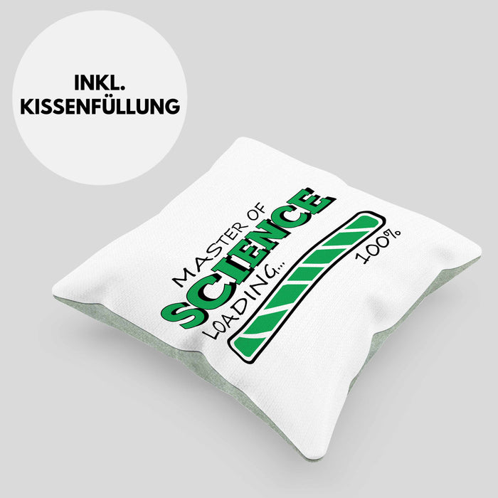 Lustige Kissen mit Füllung 40x40 "Master Of Science Loading" - Geschenkidee für Absolventen Master (Grau) Grün Trendation