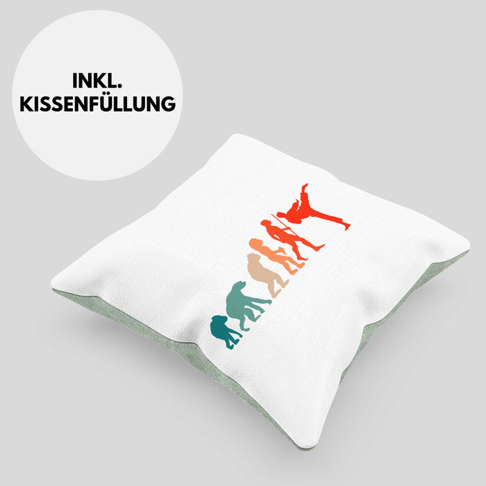 Karate-Kissen mit Füllung 40x40 Geschenk Kampfsport-Fans Jiu Jitsu Geschenkidee Evolution (Grau) Grün Trendation