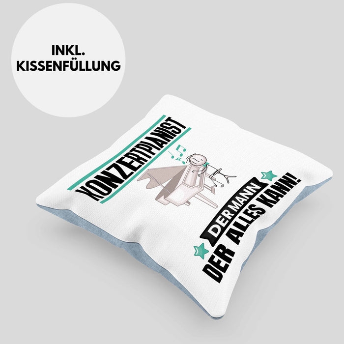 Konzertpianist Kissen mit Füllung 40x40 Geschenk für Konzertpianist Der Mann Der Alles Kann Geschenkidee zum Geburtstag (Grau) Blau Trendation