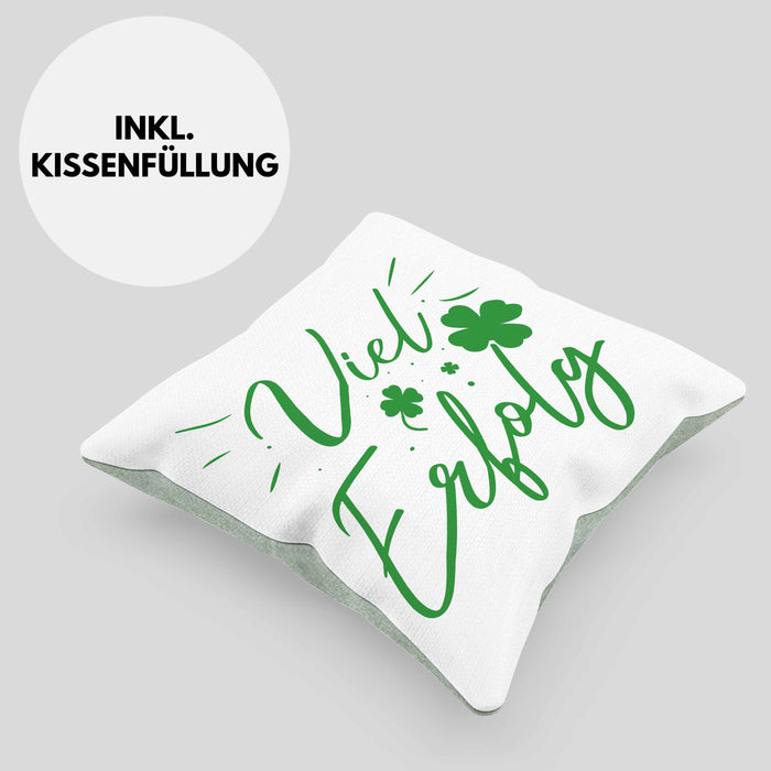 Viel Erfolg Kissen mit Füllung 40x40 Geschenk Geschenkidee Du Schaffst Das (Grau) Grün Trendation